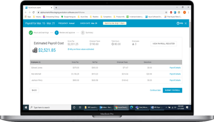 Evolution Basic Payroll Software Device Screenshot