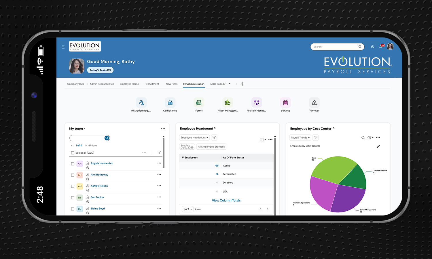 HCM Mobile App Device Screenshot