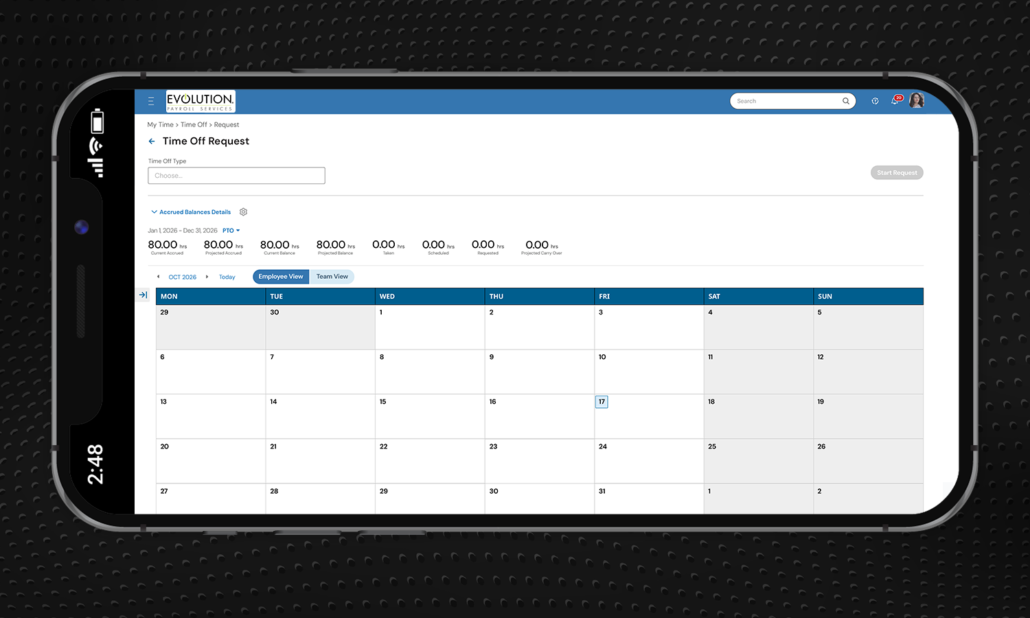 HCM Mobile App Device Screenshot