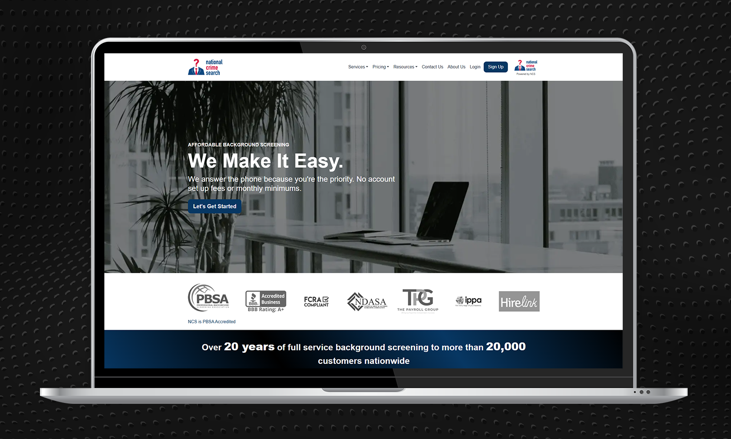Background Screening Device Screenshot