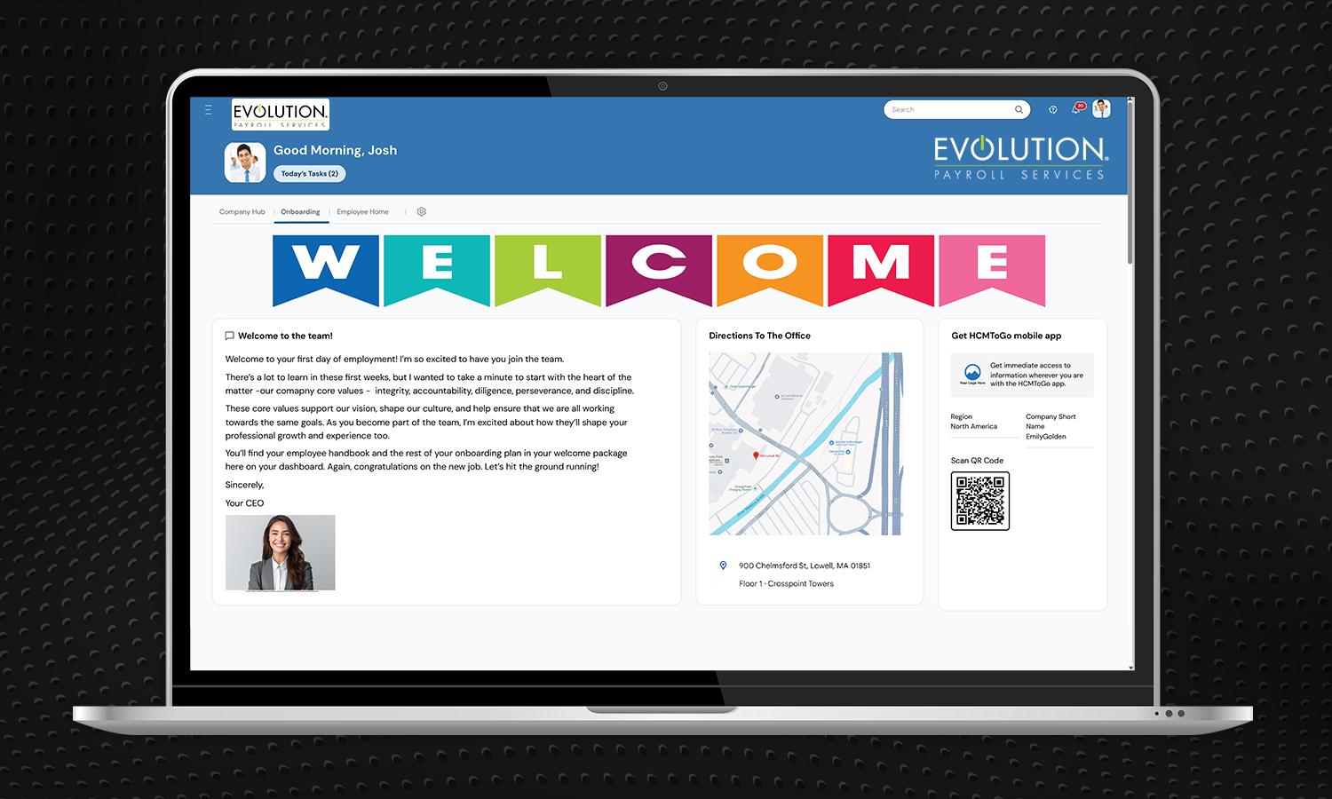 Employee Onboarding Device Screenshot
