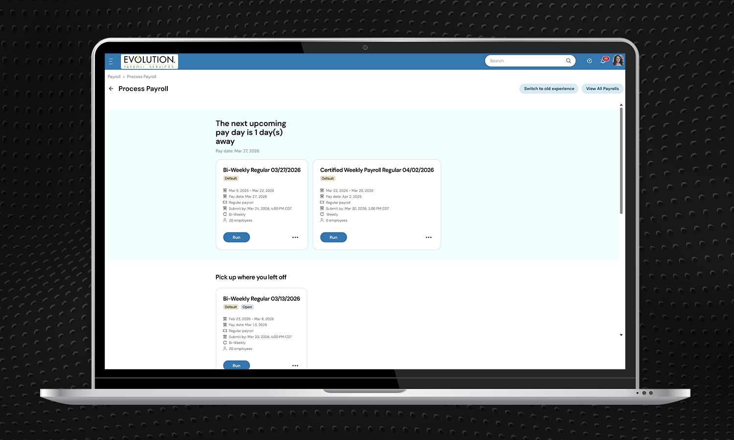 Payroll Software Device Screenshot