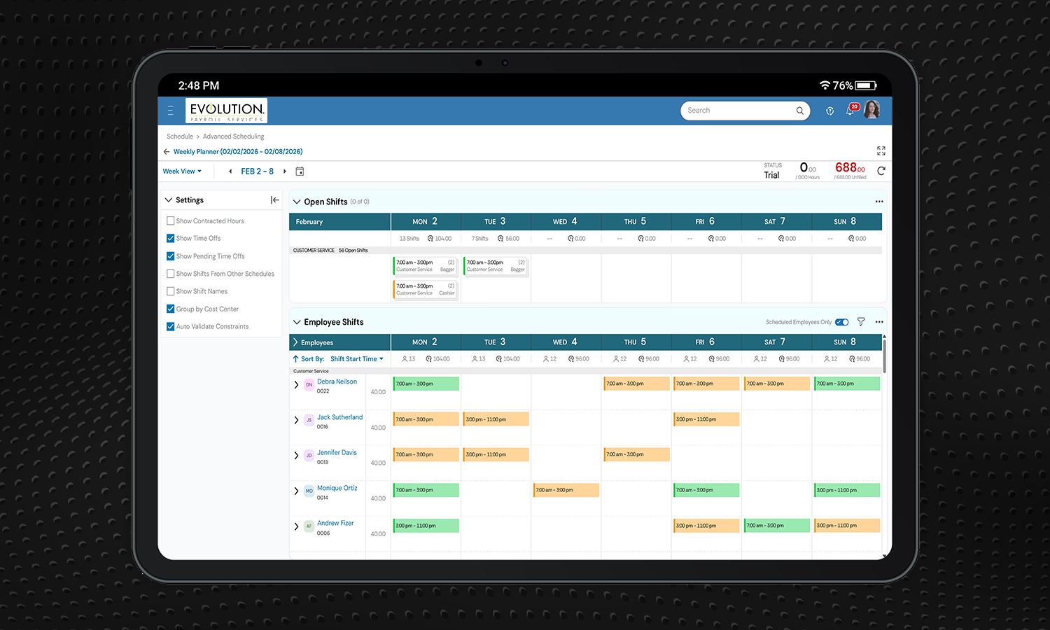 Scheduling Device Screenshot