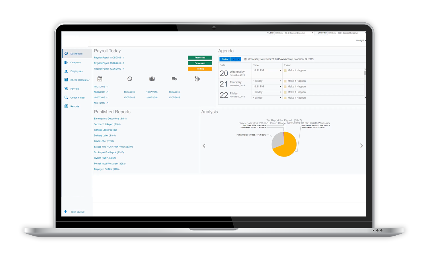 Evolution Payroll Software Device Screenshot