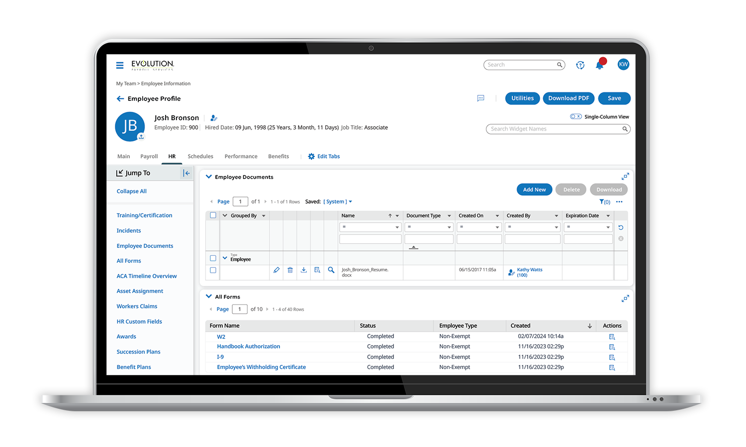 HR Software Device Screenshot