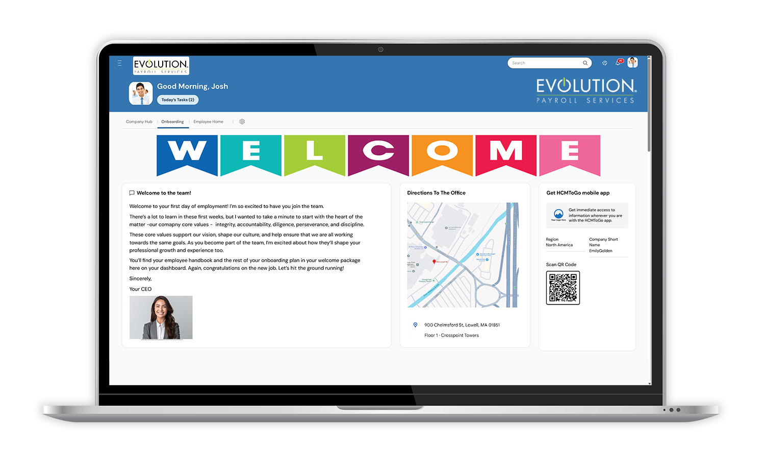 Employee Onboarding Device Screenshot