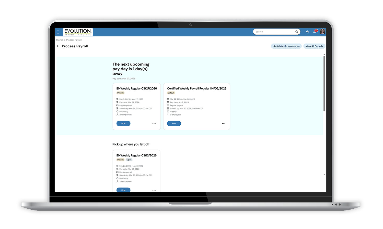 Payroll Software Device Screenshot