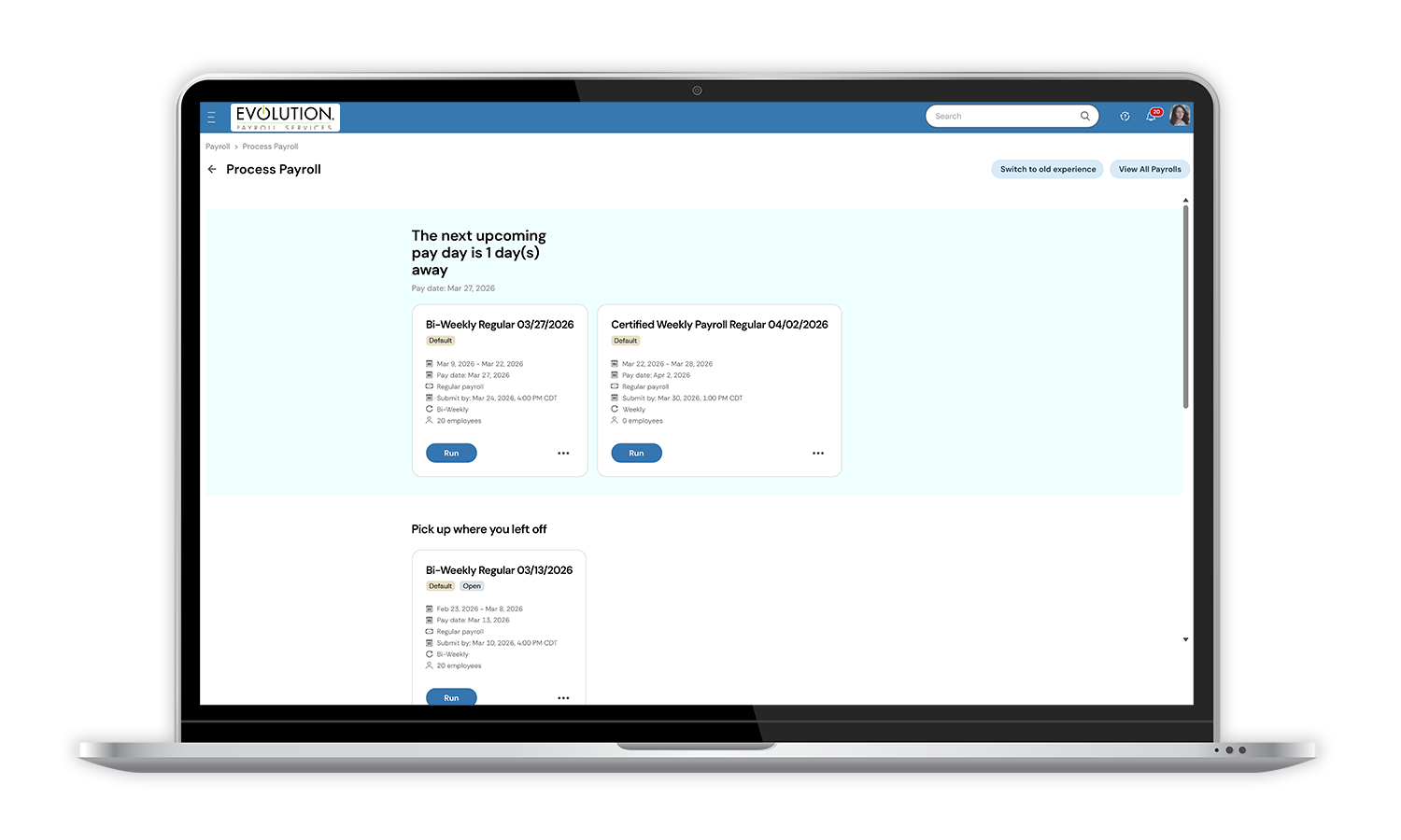 Payroll Software Device Screenshot