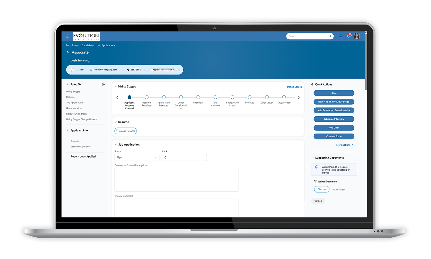 Recruitment Device Screenshot