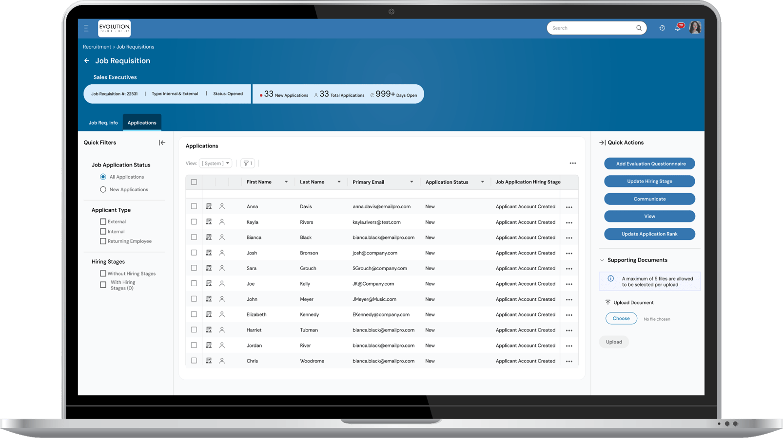 Recruitment Software Laptop Device