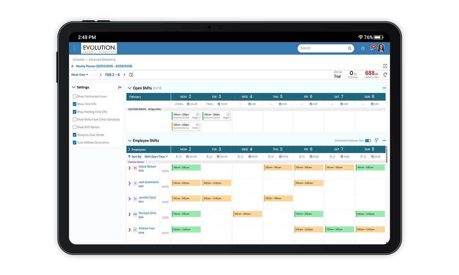 Scheduling Device Screenshot