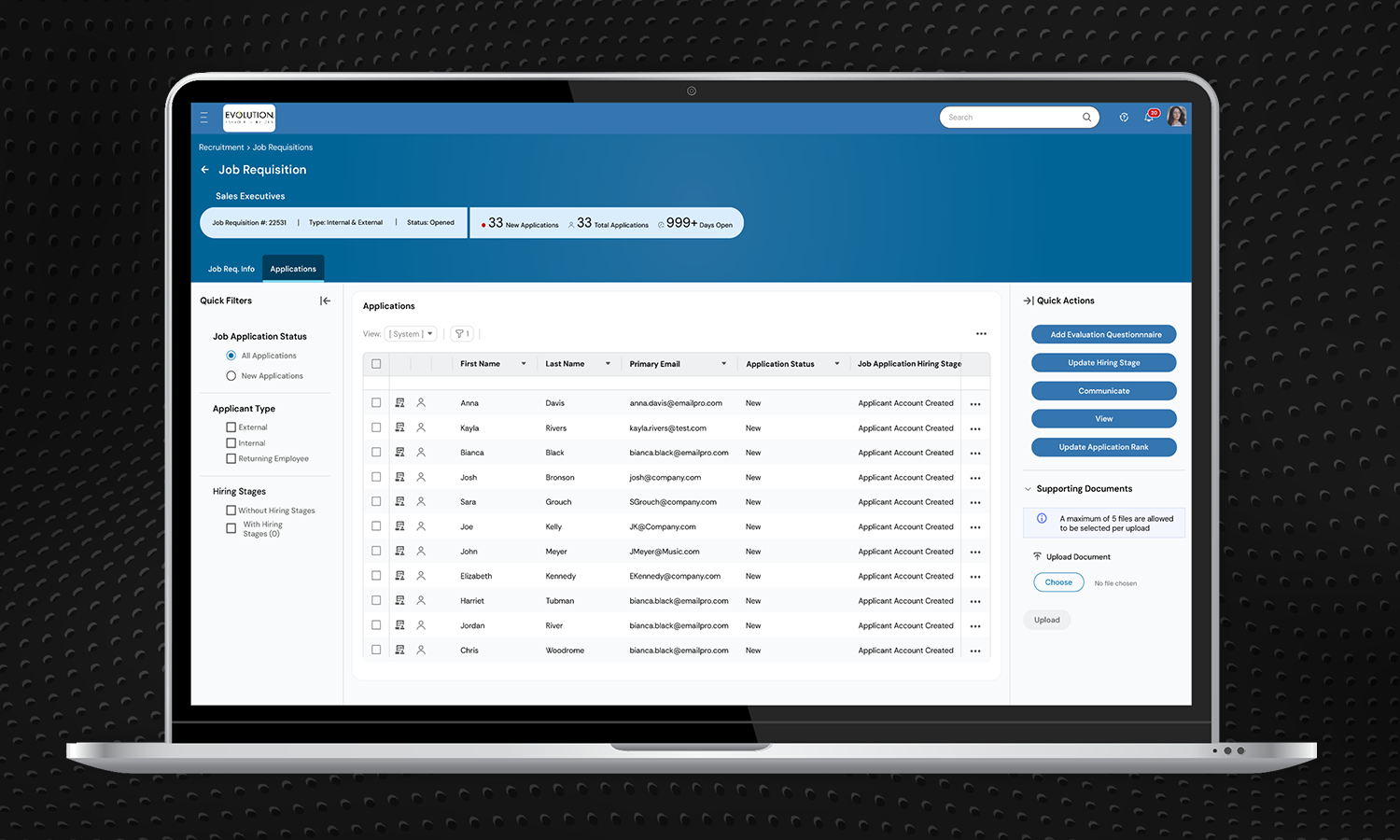 Recruitment Software Laptop Device